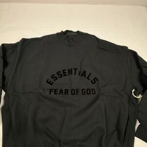 Fear of God Essentials Mock Neck Sweatshirt Black XL Flocked Logo Oversized